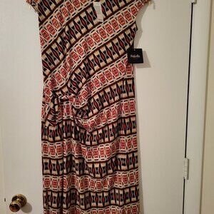 NWT Ladies "Rafaella Studio" Multi Print Tan/Orange Dress (LG)